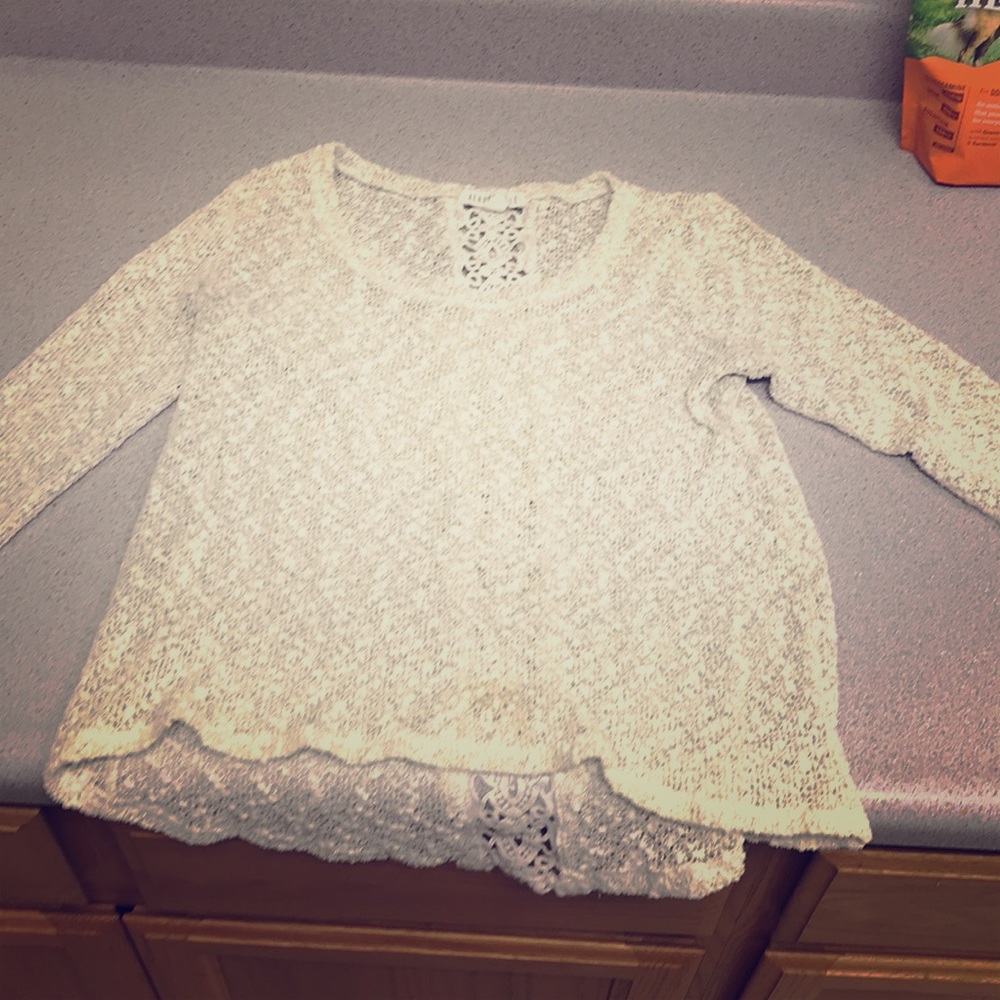 Aeropostale sweater white and gold